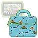 Evecase for Kids Tablet Sleeve Case, Cute Dinosaurs Themed Neoprene Travel Carrying Slim Bag w/ Dual Handle and Accessory Pocket - Blue w/ Green Trim
