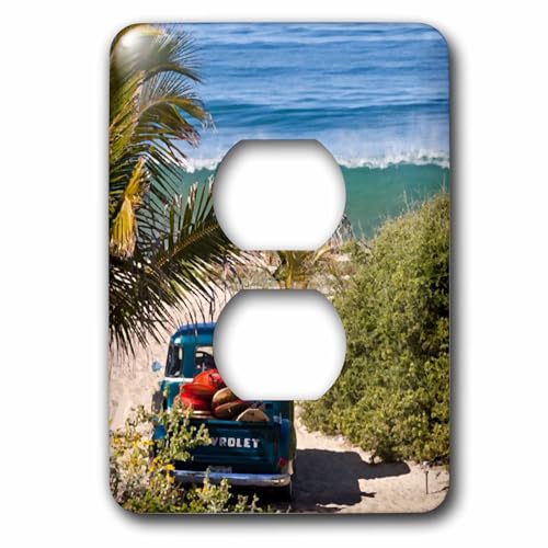 3dRose LLC lsp_53871_6 Classic Woody with Surfboards on A Tropical Island Beach…