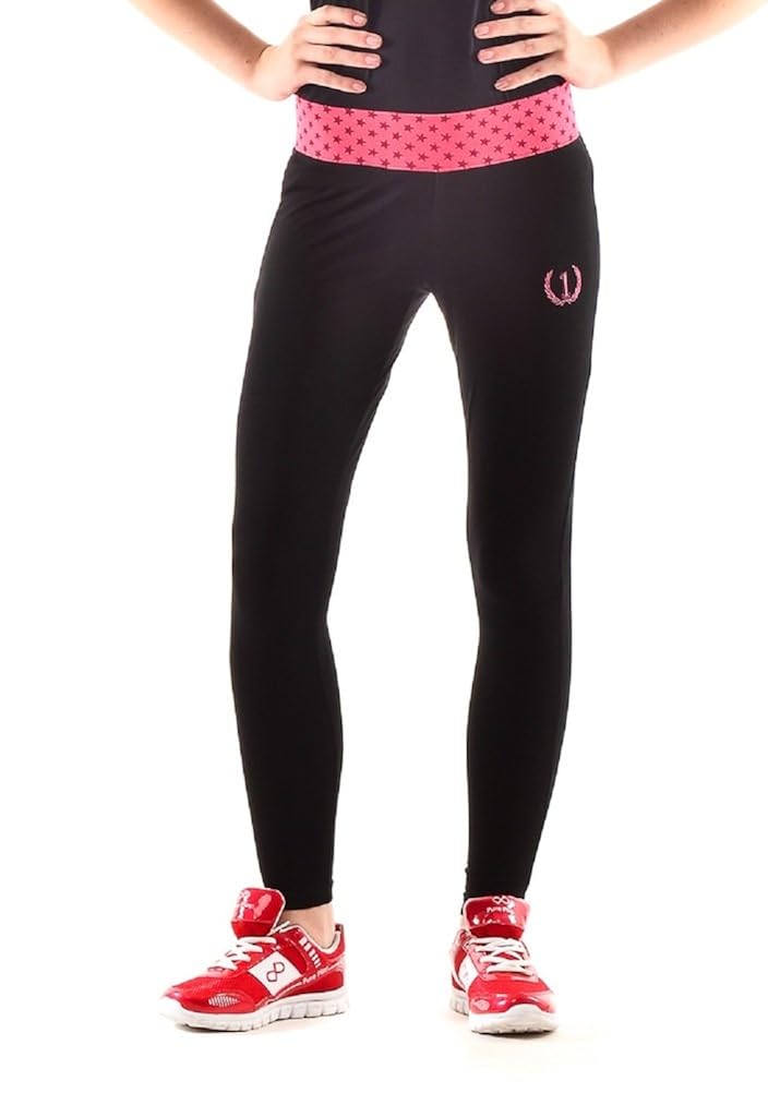 onesport women's cotton black + fuschia tights(onsp6bf-p)