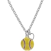 GIMMEDAT Heart Baseball, Basketball, Lacrosse, Soccer, Softball, Tennis, Volleyball Necklace for Women Sports Fan Jewelry Gift for Player