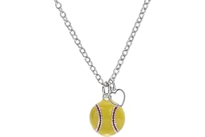 GIMMEDAT Heart Baseball, Basketball, Lacrosse, Soccer, Softball, Tennis, Volleyball Necklace for Women Sports Fan Jewelry Gift for Player