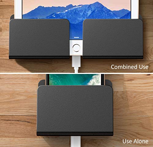 Elv Wall Mount Mobile Holder with Adhesive Strips, Charging Holder Compatible with iPhone, Smartphone and Mini Tablet -