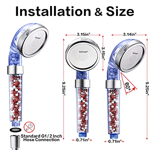 NOSAME Shower Head, Filter Filtration High Pressure Water Saving 3 Mode