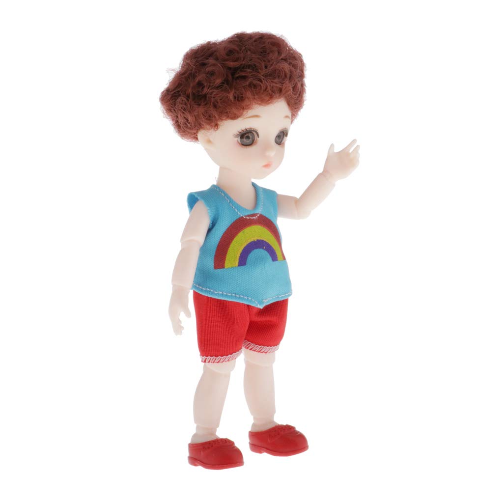 CUTICATE BJD Doll Full Set 16cm 6.3 inch Flexible Ball Jointed Baby Girl Doll & Outfits Costume Birt