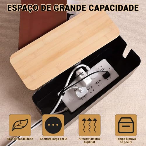 Tomadcaixa de Esconder Fios e Cabos, Caixa Organizadora de Fios e Cabos, Caixa Organizadora de Fio, Esconder Fio, para Mesa Escritório Casa