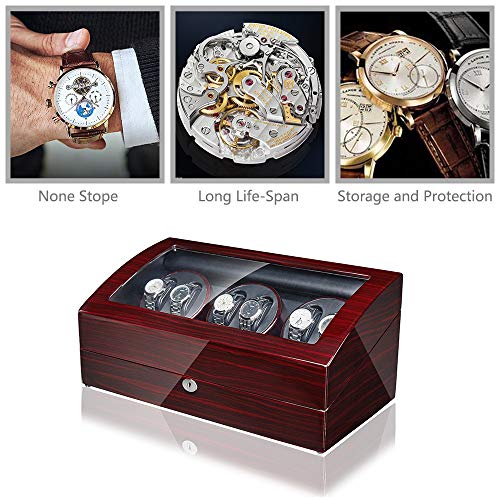 Maselex 6 Watch Winder Box with 7 Storages Box Case,Super Quiet Mabuchi Motor,Flexible Plush Pillow,Advanced Rotational Control