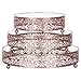 Amalfi Decor Cake Stand Plateau Riser Set of 3 Pack, Mirror Dessert Cupcake Pastry Candy Display Plate for Wedding Event Birthday Party, Round Metal Pedestal Holder, Rose Gold