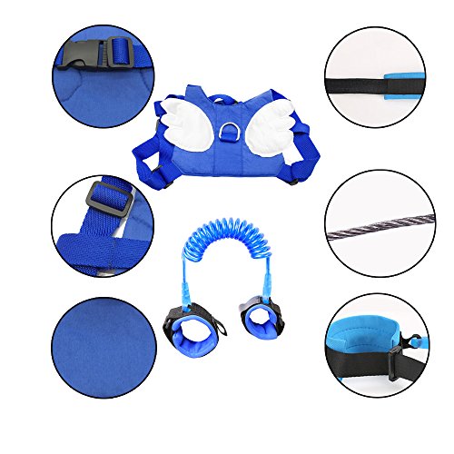 (2 kit)Anti Lost Wrist Link 2 meters Wrist Leash for Kids & Toddlers Child Safety Wristband (Blue)
