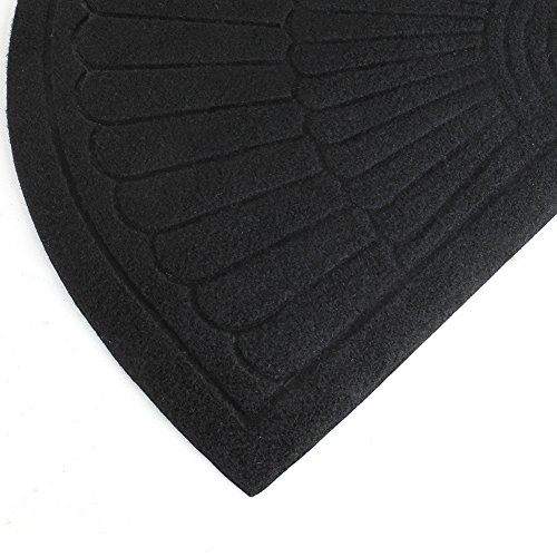 Half Round Door Mat Entrance Rug Floor Mats Set of 2, Waterproof Floor Mat Shoes Scraper Doormat, 18''x30'' Patio Rug Dirt Debris Mud Trapper Out Door Mat Low Profile Washable Carpet (Black-2 Pack)