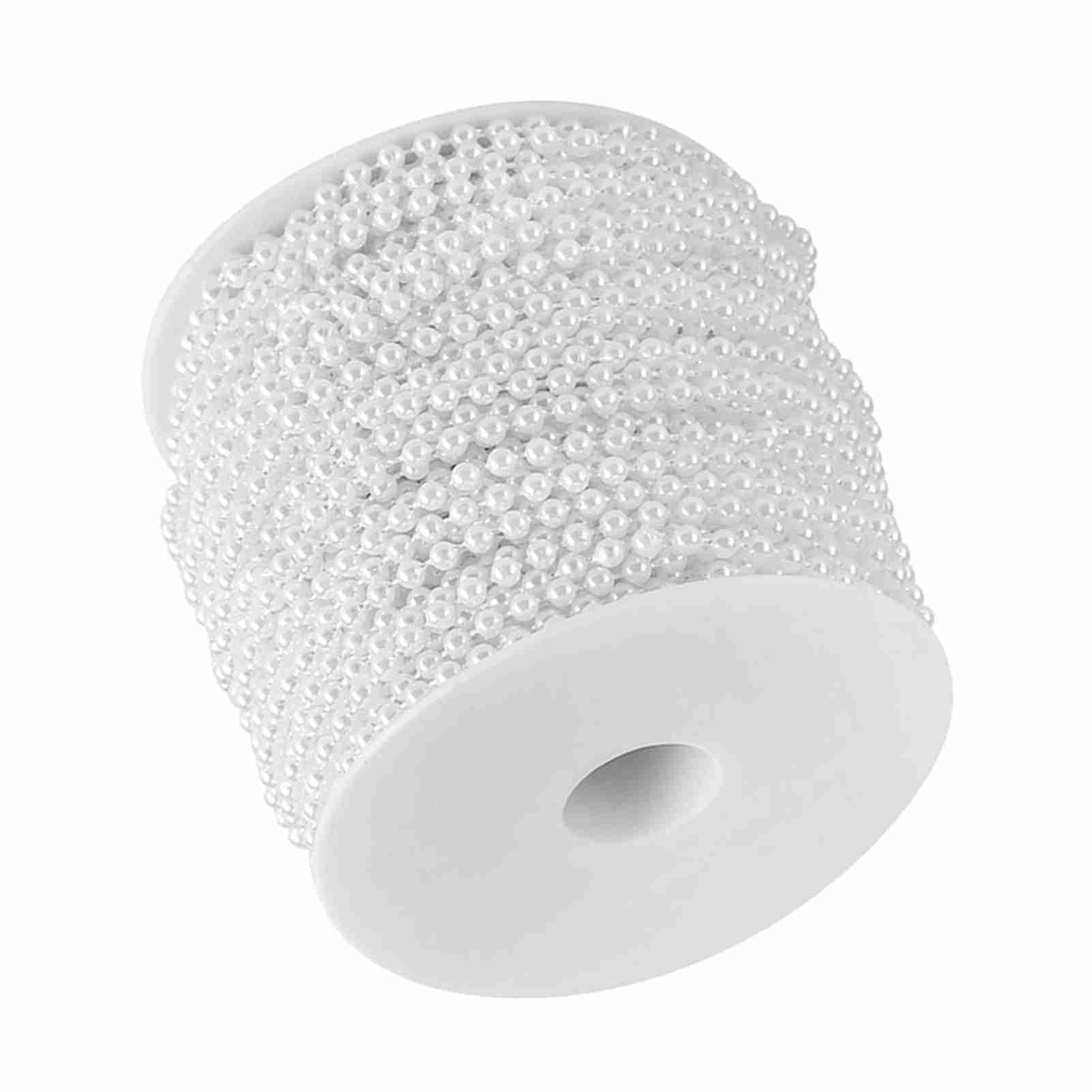 FTVOGUE 40m/roll 4mm Artificial, Decorations Props Pearl String Simulated Pearl Beads Chain for Pary Wedding (White) — image 1