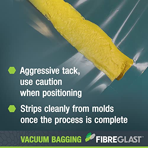 Fibre Glast High-Temp No-Leak Vacuum Seal Tape, Yellow, 25ft – Vacuum Bagging Supplies, Vac Purge Kits – for Carbon, Fiberglass, Epoxy & Resin Composites – Made in USA