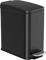 SONGMICS Narrow Pedal Bin with Soft Close Lid 10 L Black LTB561B10