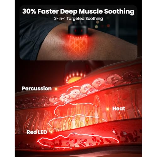 Bob and Brad 2-in-1 Massage Gun with Heat & Infrared, L7 Ultra Back Massager Gun with Detachable Extension Handle & Adjustable Angles for Lumbar & Shoulder, Deep Tissue Percussion Muscle Massager, Ideal Gifts for Men Women