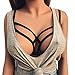 Sikye Bandage Women Harness Elastic Cupless Cage Bra Hollow Out Strappy Crop Top (S)