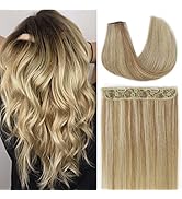 Hair Extensions 12 Inch Halo Hair Extensions Real Human Hair Light Blonde to 613 Blonde Straight ...