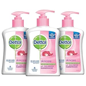 Dettol Liquid Handwash Dispenser Bottle Pump –  Skincare Moisturizing Hand Wash (Pack of 3 – 200 ml each) | pH Balanced | 10x Better Germ Protection