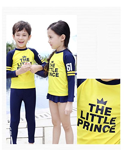 Monvecle Little Boys 2-Piece Beach Swimsuit Rash Guard Sun Protection Set UPF 50+ Boys Style 6-7Y
