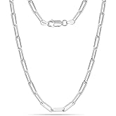 LeCalla 925 Sterling Silver Italian Jewelry Trendy Gift 3 MM, 3.5 MM, 4.5 MM Diamond-Cut PaperClip Link Chain Necklace for Women with Lobster Clasp (16, 18, 20, 24 Inches)