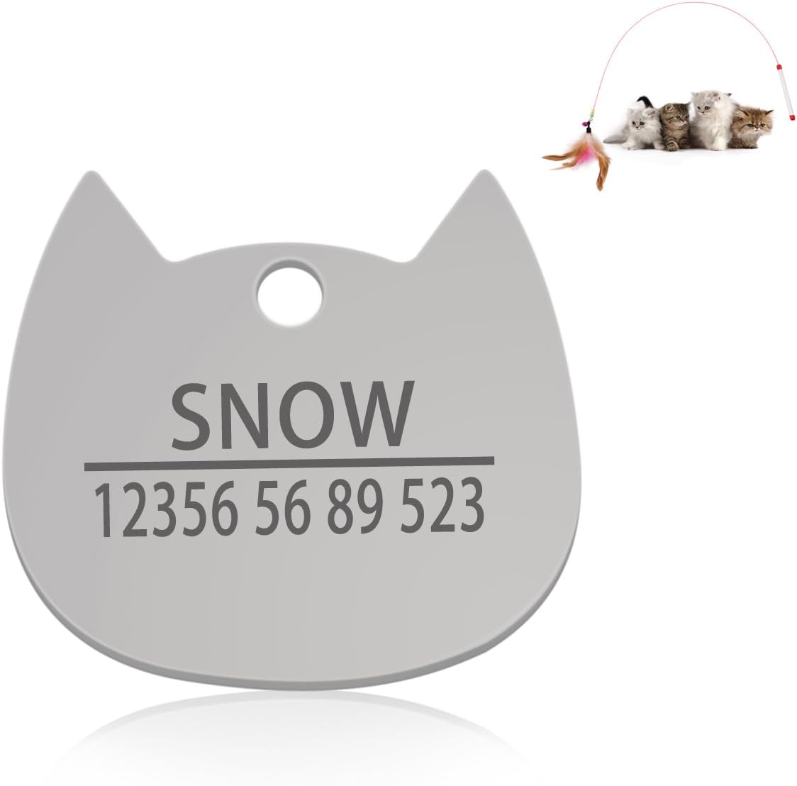 WONDERPUP Personalized Custom Cat Id Tags Cat Face Shape Stainless Steel Engraved for Small Medium Large Pet and Dog Collar Accessories
