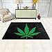 WOZO Green Marijuana Leaf Black Artwork Area Rug Rugs Non-Slip Floor Mat Doormats for Living Room Bedroom 31 x 20 inches