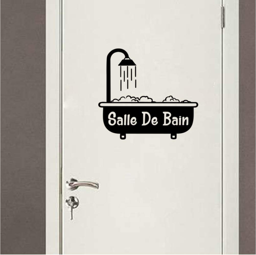 53cm Wall Decal Quote Salle De Bain French Wc Door Sign Vinyl Wall