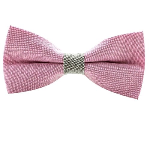 Gazebo Green Pre-Tied Preppy Linen Bow Tie (Pink / Grey)