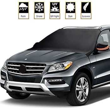 Windshield Snow Cover, Magnetic Windshield Cover for Snow and Ice Protector Reflective Warning Bar on Mirror Covers - Ice Frost and Wind Proof Car Cover Fit for Most Vehicle SUV Trucks Vans