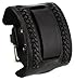 Nemesis NW-K Black Side Braided Wide Leather Cuff Wrist Watch Band