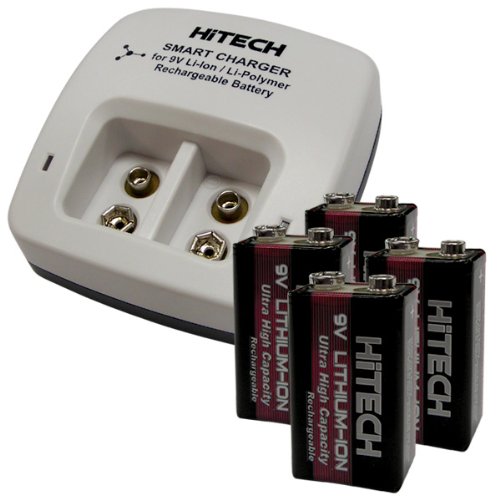 Hitech - Four 9V Lithium-Ion Batteries and 2 slot Smart Charger Set - Thumbnail 2