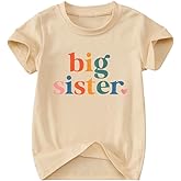 SANIXJOO Toddler Big Sister T-Shirt Big Sis Sibling Reveal Crewneck Tee Baby Girls Short Sleeve Announcement Summer Cute Top