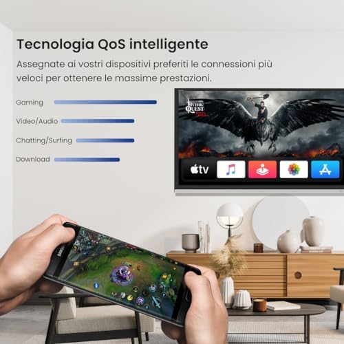 Sistema Wi-Fi Mesh MW12-3, Router Mesh AC1200 Tri-Band (2.4 GHz: 300 Mbps, 5 GHz: 867 Mbps), 3 porte Gigabit Ethernet, Ampia copertura, Confezione da 3 pezzi