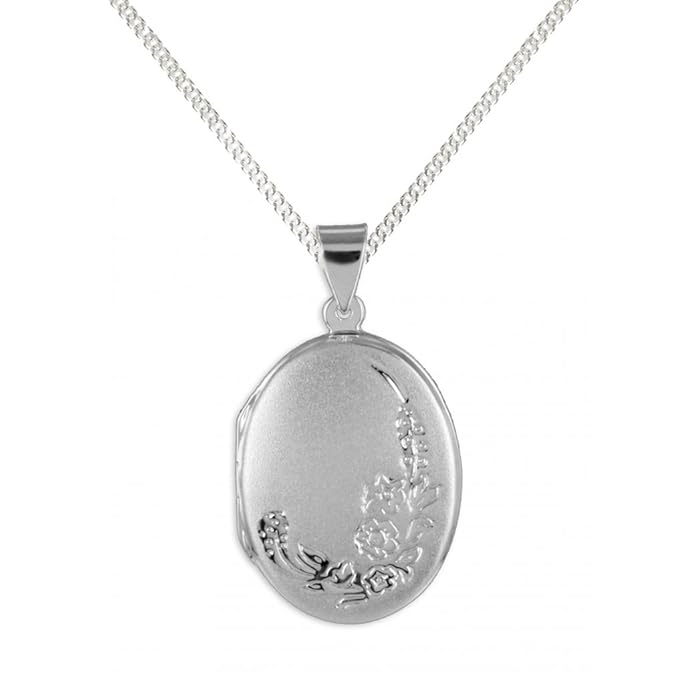 HausderHerzen.de Medaillon 925 Silber Oval Anhänger + Kette