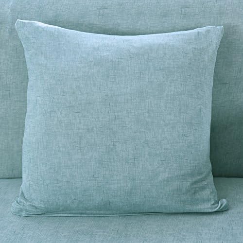 Pillow Case All-Season Linen Pattern Stretch Sofa Pillow cover Anti-skid Elastic Polyester Pillow Cover Protector size 2 PCS Pillow Case (Light Blue)