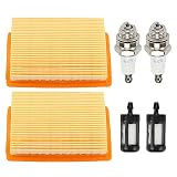 Coolwind Pack of 2 Air Filter with Spark Plug and Fuel Filter for STIHL BR340 BR340L BR380 BR420 BR420C SR340 SR420 Blower 4203 141 0301 Air Filter Replacement