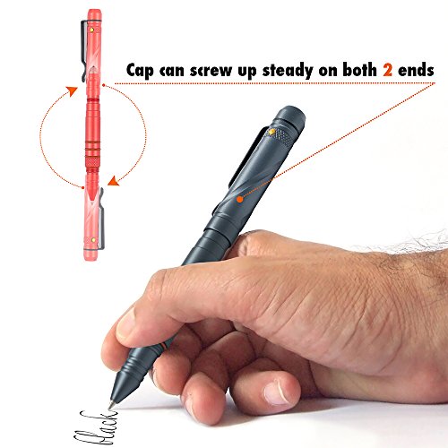 Aotedor Aircraft Aluminum Tactical Pen with Tungsten Carbide Tip Sturdy Stanless Steel - Red - Thumbnail 4