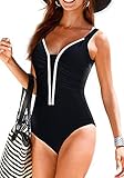 Poulax Women's Retro One Piece Swimsuit Padded Monokini Bathing Suit Plus Size