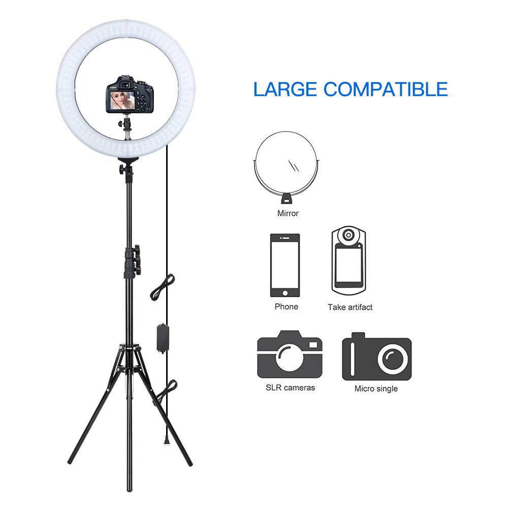 Zomei Ring Light 18 inch Ring Light with Stand, LED Dimmable 50W 3200-5500K Carrying Bag for Camera Smartphone, You Tube,Self-Portrait Shooting Good for Beauty Facial Make Up Live Stream