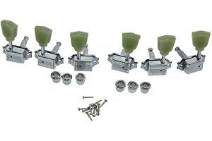 Wilkinson Chrome with Green Button 3x3 Deluxe Vintage Tuners Guitar Tuning Keys Machine Heads with Plastic Keystone Buttons for Les Paul/SG/ES