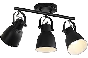 KEESFU Track Lighting, 3 Light Track Lighting fixtures Ceiling, Black Modern Spotlight for Kitchen and Dining Room