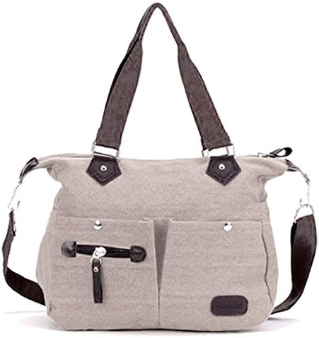 Lustear Canvas Tote Bags Shoulder Bags Cross-Body Bag (Off White)