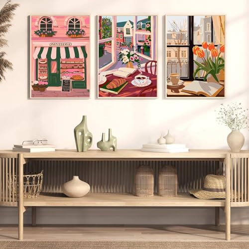 ChicAbode 6 Pack Paint by Numbers Kit , and Bread Theme DIY Acrylic Canvas Painting Set, Numbered Art for Home Wall Decor, for Adults, Coffee, 15x20 Cm