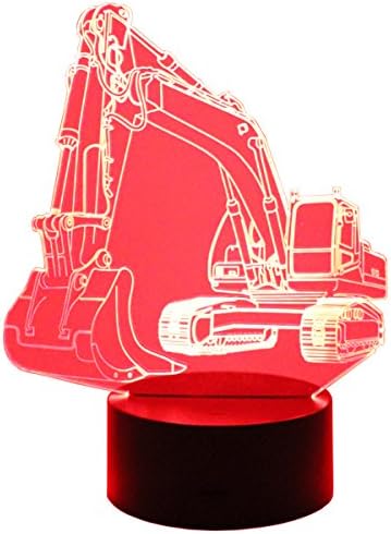 Hguangs 3D Lamp Digger Excavator Shape Night Lamp 3D Optical Illusion Night light Table Light 7 Colors Changing Touch Control Gift for Christmas Birthday Valentine's Day Kids Children Girl Boy