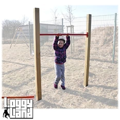Loggyland Reckanlage, Turnreck, Reck, Metallreck, Kinderreckanlage (Kreuzpfosten-125cm, rot)