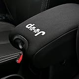 Neoprene Center Console Armrest Pad Cover For Jeep Wrangler JK Sahara Sport Rubicon X & Unlimited 2011 2012 2013 2014 2015 2016 2017 with Jeep Dog Paw Paws Print logo