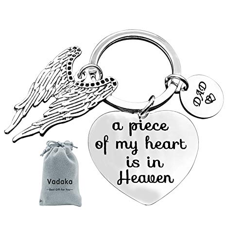 Memorial Jewelry Gift A Piece of My Heart is in Heaven Keychain Angel Wing Dad Memorial Keychain Keyring Gift Sympathy Jewelry