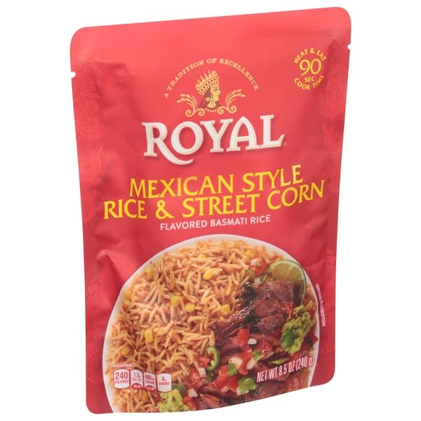 ROYAL HISPANIC FOODS, MEXICAN STYLE RICE & STREET CORN BASMATI RICE, 8.5 OUNCE