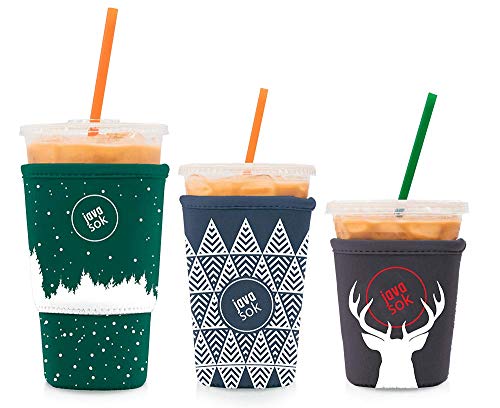 image for JAVA SOK Reusable Coffee Sleeve - Insulated Neoprene Sleeve for Iced D
