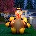 Holidayana 6ft Inflatable Thanksgiving Turkey with Pilgrim Hat Inflatable Yard Decoration with Built-in Bulbs, Tie-Down Points, and Built-in Fan