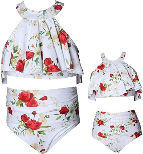 Fange Mommy and Daughter Swimwear Bikini Sets High Waisted Bathing Suit Family Matching Swimsuit
