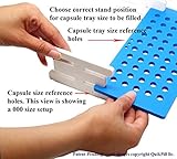 Quik Pill 50 Count Empty Capsule Filling Tray. Includes Tray Stands for Different Size Capsule Trays. Capsule Trays Available In 4 Different Sizes:1, 0,00,000. Made in USA